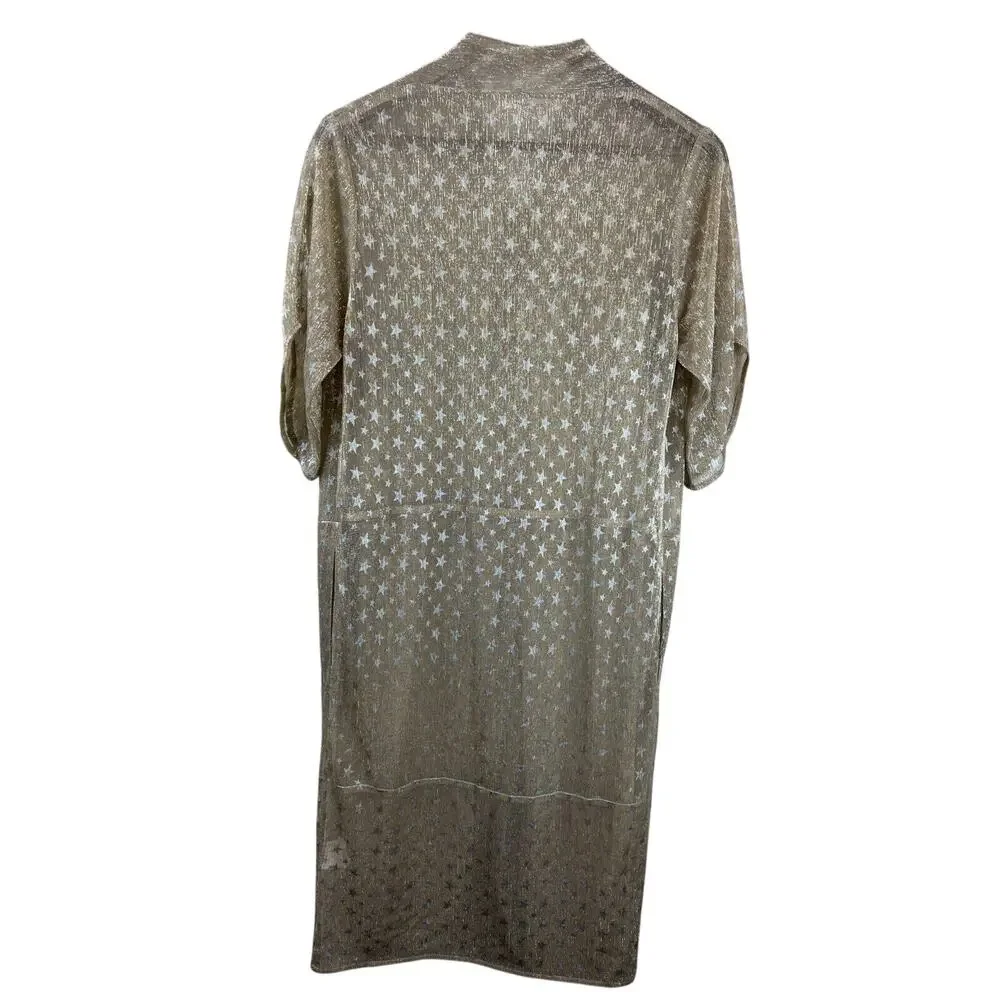 Coop Trelise Cooper Sheer Cardigan S Star Gold Metallic Long Sleeve Shimmer‎